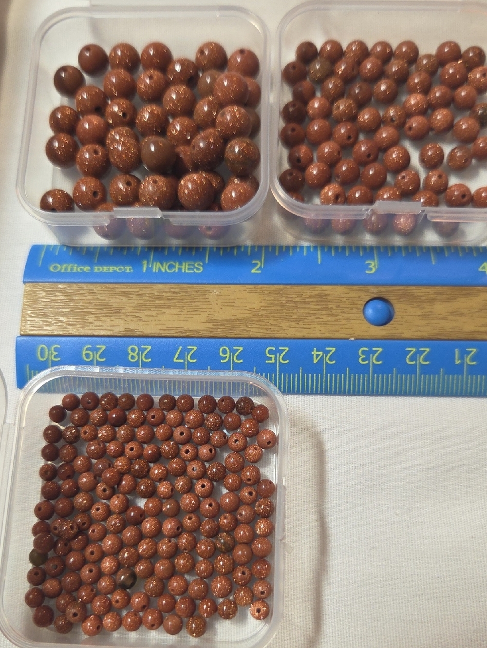 Goldstone Round Beads - Sparkling Brown Goldstone Mix  3 Boxes  8mm,6mm,4mm